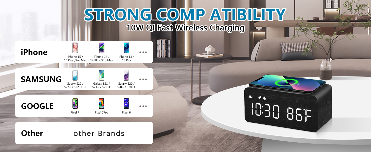 wireless charging clock