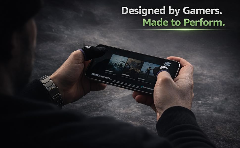 Mobile gamer using gaming finger sleeves on smartphone for smooth touch control