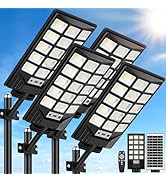 Solar Street Lights Outdoor Waterproof, 30000LM 6500K LED Motion Sensor Lights, Solar Flood Light...
