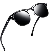 Joopin Vintage Semi Rimless Sunglasses Half Frame Sun Glasses Polarized UV Protection Browline Sh...