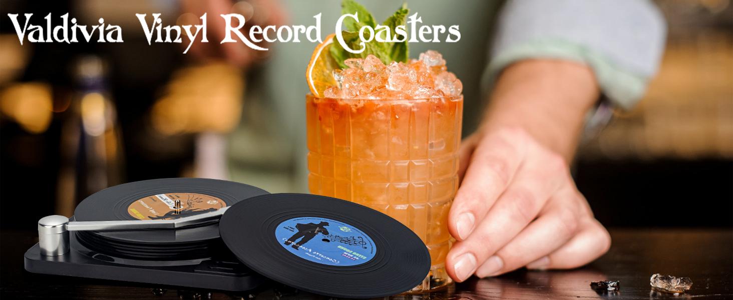 Valdivia Retro Vinyl Record Coasters 