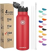 Han's Bottle Sports Water Bottle - 24 Oz, Straw Lid, Leak Proof, Vacuum Insulated Stainless Steel...