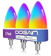 DOGAIN Smart Light Bulbs E12 Base LED Color Light Bulb WiFi-Bluetooth Candelabra Light Bulbs Comp...