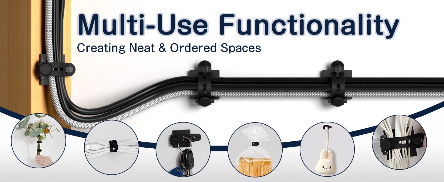 under desk cable management clips black with screw hole and 3m tape