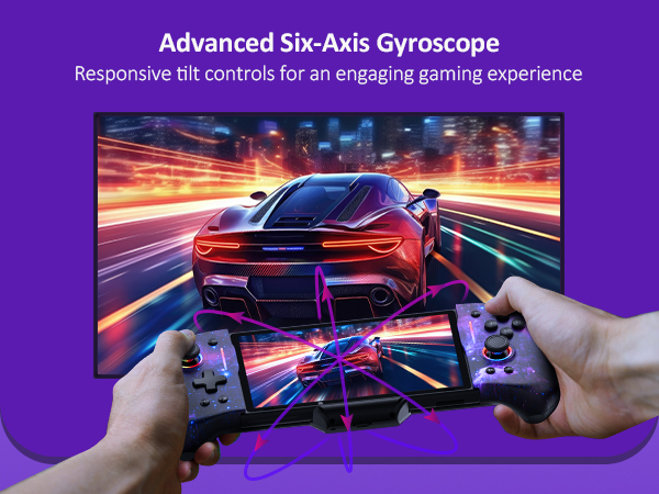 Built-in Six-axis gyroscopic sensors compatible with allmotion-sensing games on the switch.