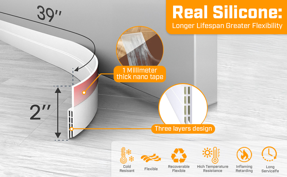 door draft stopper under door seal door sweep silicone door strip bottom gap blocker