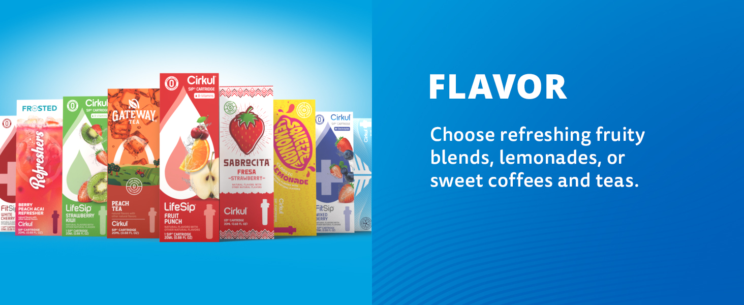 Choose refreshing fruity blends, lemonades, or sweet coffees and teas.