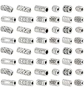 PH PandaHall 120Pcs Tibetan Silver Beads, 12 Style Large Hole Spacer Beads, Alloy Charms Assorted...