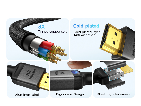 8X tinned copper core, Aluminum Shell,Gold Anti-oxidation, Ergonomic Design