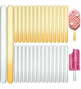 Sakolla 50 Pcs 4.5? Length Acrylic Popsicle Sticks, Golden Cakesicle Sticks | Surface is Smooth, ...