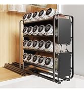 Spice Rack Organizer Drawer Cabinet: Pull Out Spice Seasoning Organization with 20 Jars - Facing ...