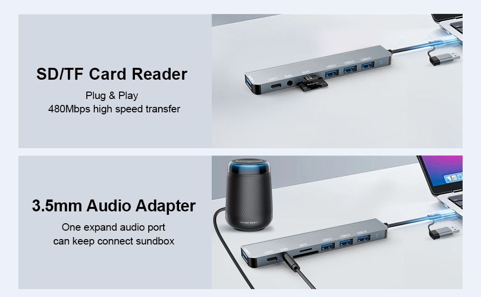 USB C Hub 8 in 2