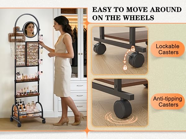 stand up mirror with jewelry storage