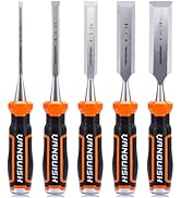 VANQUISH 5 Pcs Bevelled Blades Wood Chisel Set with Storage Bag Mortise Chisel with Steel Strikin...