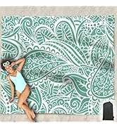 Hiwoss Beach Blanket Waterproof Sandproof Oversized 95”x 80”,Sand Free Beach Mat with Corner Pock...