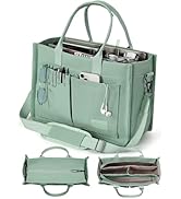 FIORETTO Canvas Tote Bag for Women with Zipper Closure &amp; Individual Compartments for Work College...