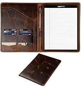 Leather Portfolio Padfolio Folder Binder Organizer Folio Business Portfolio for Men Women Profess...