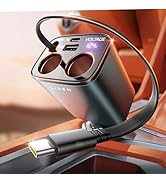 LISEN Car Cigarette Lighter Splitter, Metal 90W Dual Cigarette Lighter Adapter Metal with PD30W R...