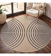 Tangsoo Modern Rainbow Round Rug 4ft Easy Jute Washable Rugs Ultra Thin Black Indoor Outdoor Rug ...