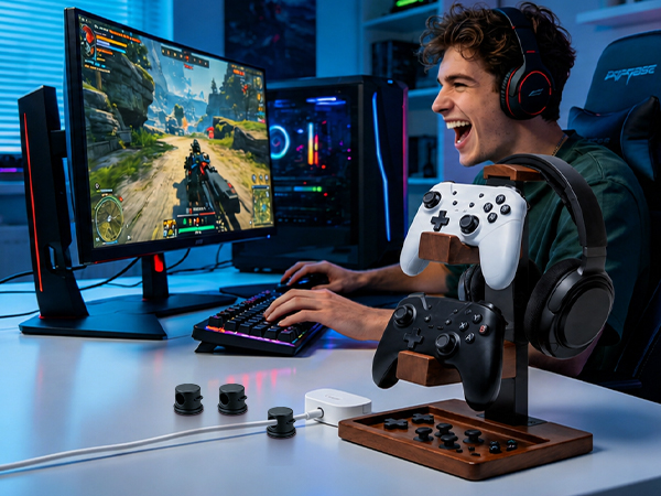 Headset Stand with Gaming Controller Holder