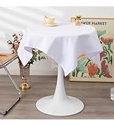 YZKITM Small Square Solid White Tablecloth 36 x 36 Inch Washable Fabric Table Cloth Wrinkle Resis...