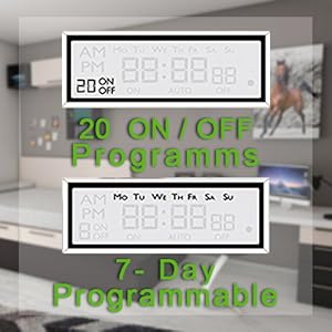 Outlet Timer, Digital Countdown Plug-in Timer Outlet, 7 Day Weekly Programmable