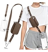 Uiwkow Clip and Go Strap for Phone with Wallet Crossbody, Detachable Zippered RFID Wristlet Walle...