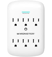 Monster Wall Tap Plug 6-Outlet Extender with Outlet Surge Protector for Home, Travel, Office, Hom...