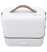 Diydeg Electric Lunch Box, 1.2 L 3 Tiers Odorless Stainless Steel Good Sealing Leakproof Secure B...