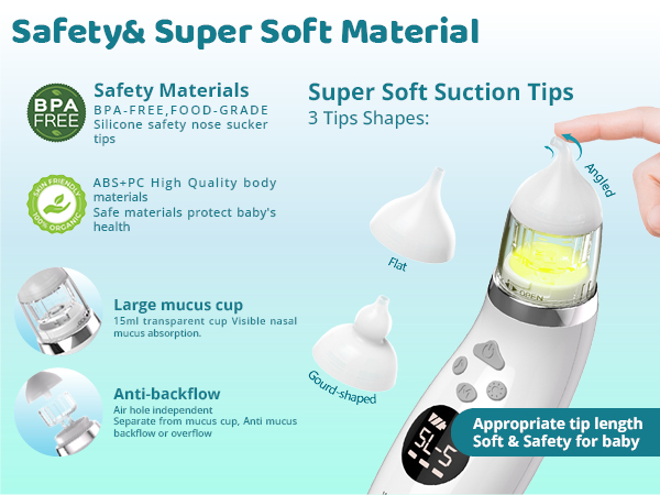 hospital grade 3 BPA free silicone tips electric snot sucker phone
