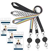 AIWOQI 3 Pack Lanyards with ID Badges Holder and Retractable Badge Reel,Vertical Waterproof Clear...