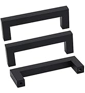 Goldenwarm 10 Pack Black Square Bar Cabinet Pull Drawer Handle Stainless Steel Modern Hardware fo...