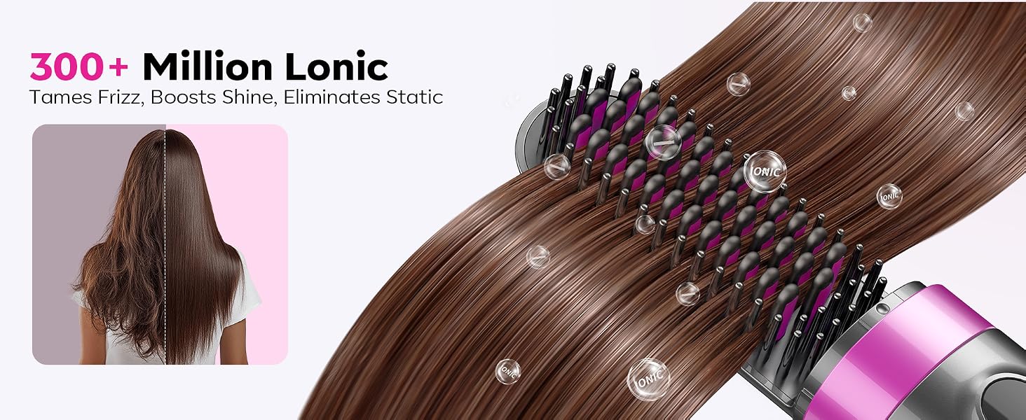 Minwoch Cordless Straightener Brush with 300+ Million Negative Ions, Anti-Frizz Hair Care