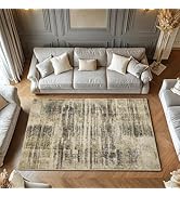 Mightree 4x6 Brownish-Green Area Rug - Machine Washable Carpet, Non-Slip, Stain Resistant, Soft F...