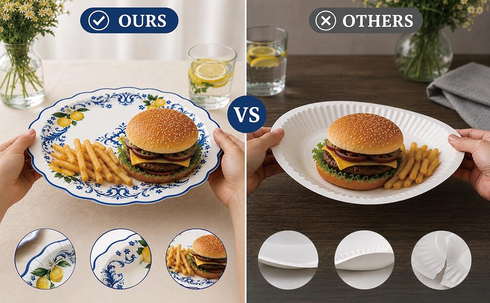 blue tiles paper plates