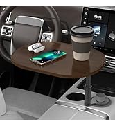 Car Desk Car Tray for Laptop &amp; Food, Wood Cup Holder Table with Adjustable Height, Car Accessorie...
