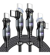 AUFU 240W USB C to USB C Cable 3.3ft(2 Pack), USBC to USBC Dual Head 180° Rotation/C to C Cable/H...