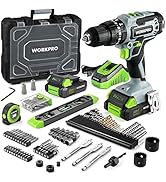 WORKPRO 20V Max Cordless Drill Driver Set, Electric Power Impact Drill Tool with 102 Pieces Acces...