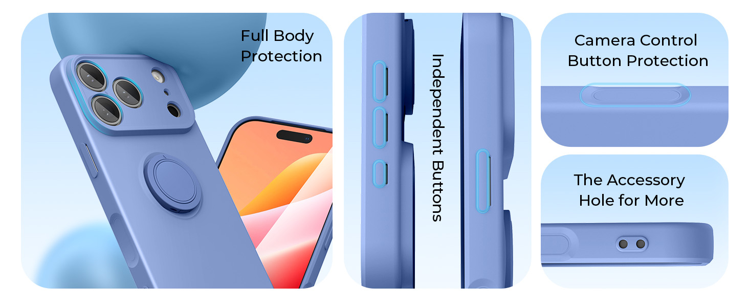 iphone 18 pro max silicone case with strap ring kick stand