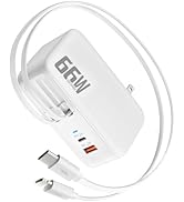 66W 4 in 1 Retractable Wall Charger, USB Type C Fast Charger for iPhone 17 Travel Charger for Mul...