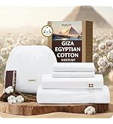 Bedsure Certified 100% Egyptian Cotton Sheets King Size - Silky Luxury Hotel Sheets Deep Pocket 1...