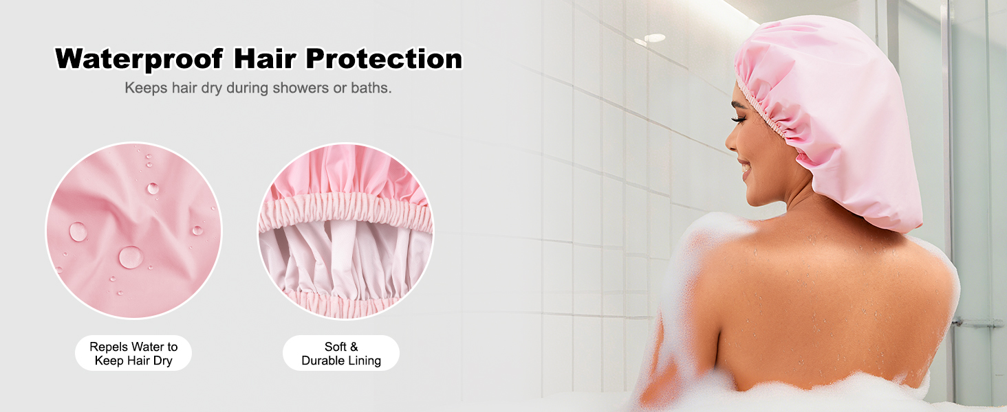 shower caps for women reusable waterproof