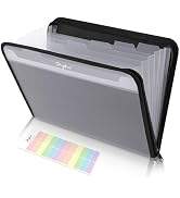 SKYDUE Accordion File Organizer, 7 Pocket Expanding File Folder with Front Pocket, Letter Size, I...