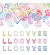 FASHEWELRY 48Pcs Crystal Clear Large Letter Beads Transparent Color Big Alphabet Bead Chunky Love...