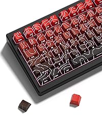 dagaladoo Double Shot PBT keycaps Set,Red/Black Topographic Keycaps | Shine Through Keyboard caps,Li...