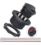 weideer 20A 12V Round Rocker Switch ON Off with Shell SPST 3 Pin 2 Position Red DOT LED Light Ill...