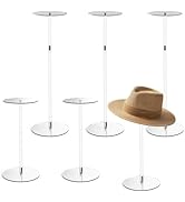Estleys 6 Pcs Acrylic Hat Stand, 12" to 17" Clear Hat Stands, Wig Hat Display Rack, Adjustable He...