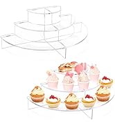 FODIENS 2 Packs Acrylic Risers Display Stand, 3 Tier Clear Cupcake Stand for Dessert Table, Half ...