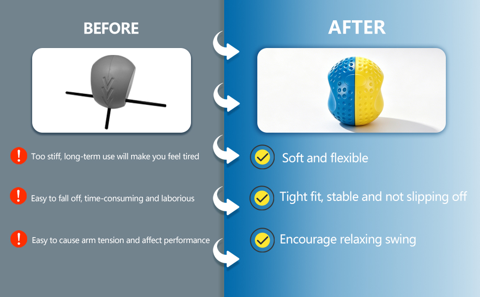 golf training ball between arms