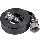 EASTRANS 2" x 50' Black Heavy Duty Discharge Hose for Swimming Pools, Reinforced Lay Flat Pool Ba...